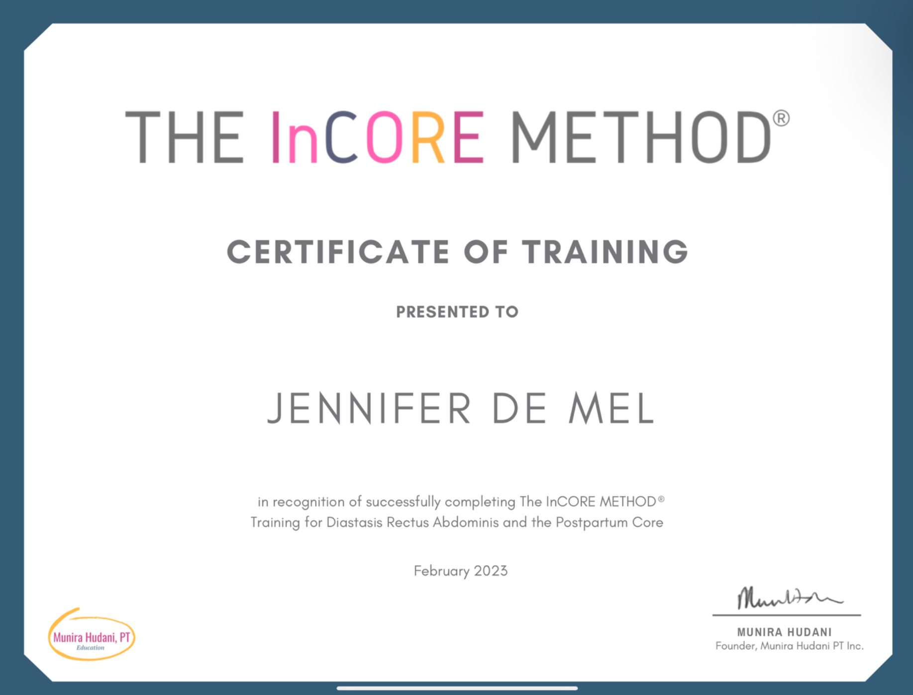 The InCORE Method — Certificate of Training for Diastasis Rectus Abdominis and the Postpartum Core